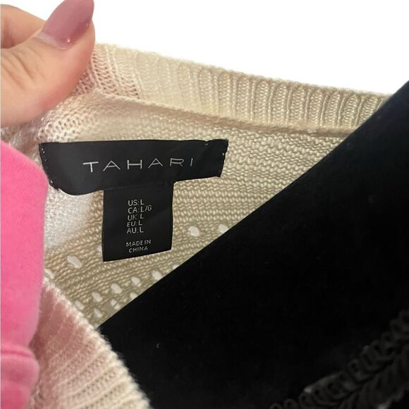 NWOT TAHARI CREAM CROCHET MIDI DRESS PERFECT FOR SUMMER/BEACH/POOL SIZE LARGE - Picture 9 of 10